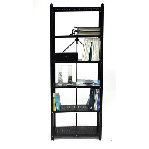 6-Tier Metal Stamped Perforate Bookcase Steel Slim Pantry Shelf Rack 0