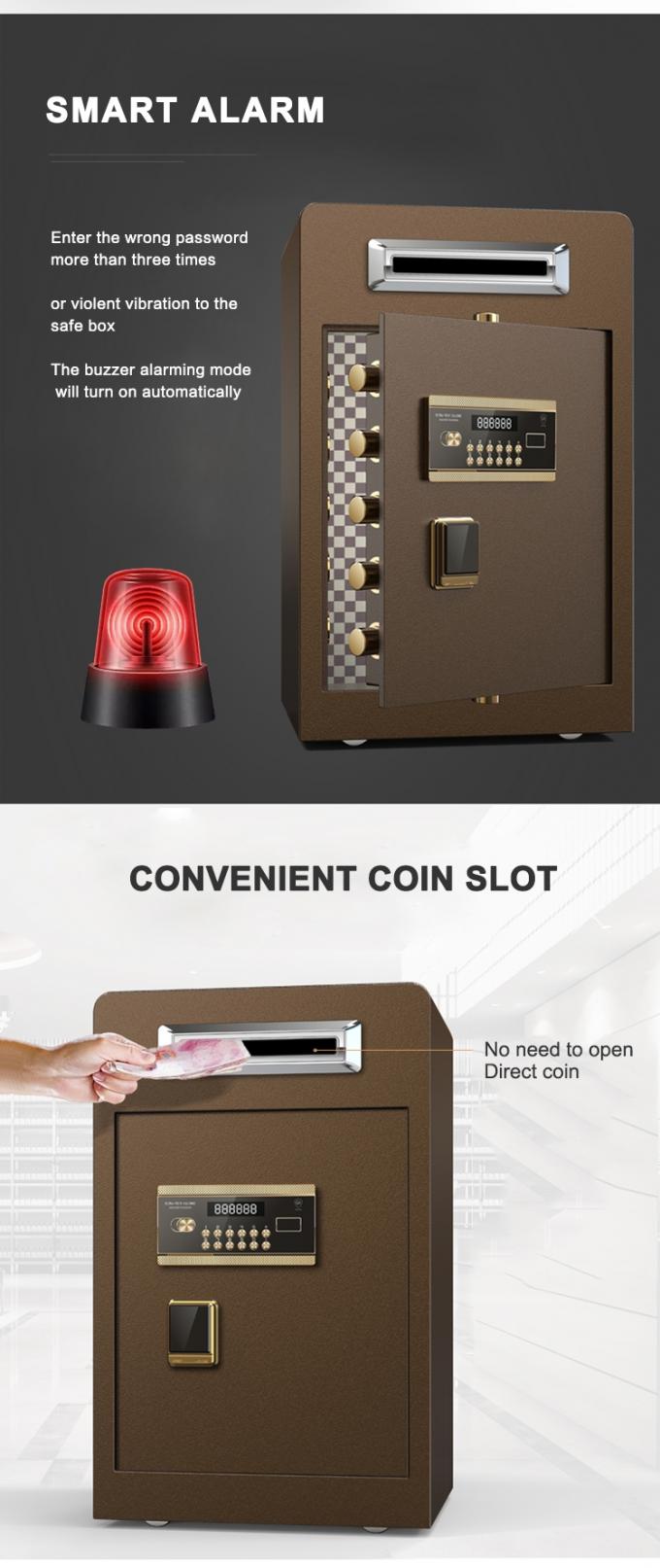 Brown Drop Slot Under Counter Security Safe Box Electronic Digital Coin