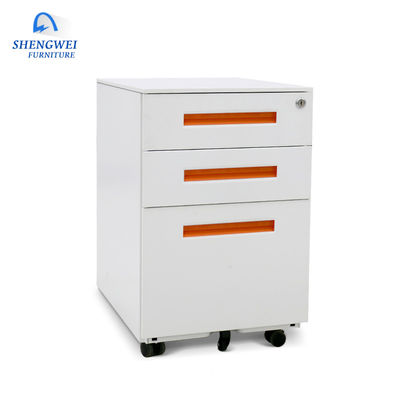 Office Three Drawers Lockable Metal Filing Cabinet With 4 Casters