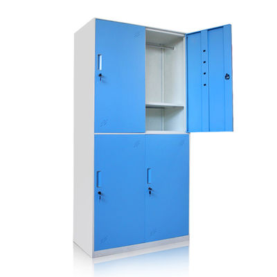 Gym Home Double Color Storage Metal Locker Wardrobe 4 Doors Slim Frame