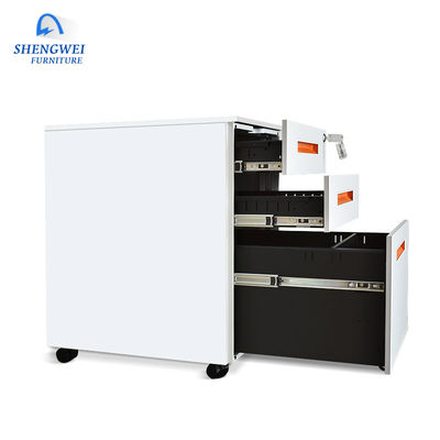 Office Three Drawers Lockable Metal Filing Cabinet With 4 Casters