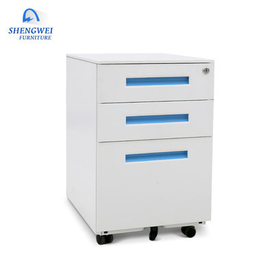 Office Three Drawers Lockable Metal Filing Cabinet With 4 Casters
