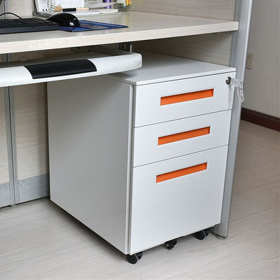 Office Three Drawers Lockable Metal Filing Cabinet With 4 Casters