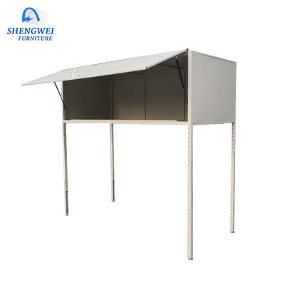 Grey White Garage Tool Over Car Bonnet Metal Storage Locker