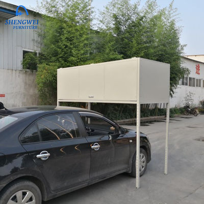 Grey White Garage Tool Over Car Bonnet Metal Storage Locker