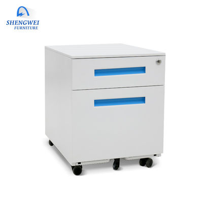 Under Desk Two Drawer Cold Rolled Steel Mobile Pedestals