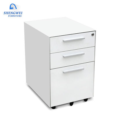 Vertical Three Drawers Movable Metal Filing Cabinet With Wheels