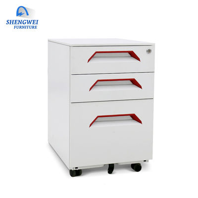Vertical Three Drawers Movable Metal Filing Cabinet With Wheels