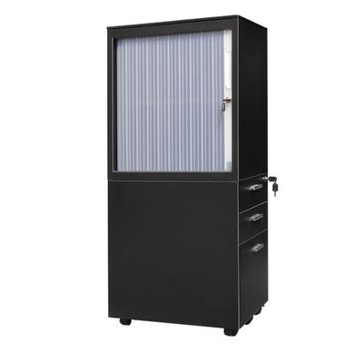 Four Wheels Tambour Rolling Door  Pedestal Steel Cabinet
