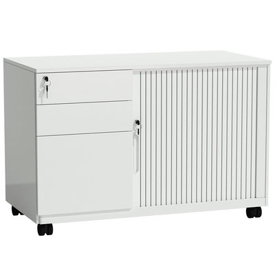 Four Wheels Tambour Rolling Door  Pedestal Steel Cabinet