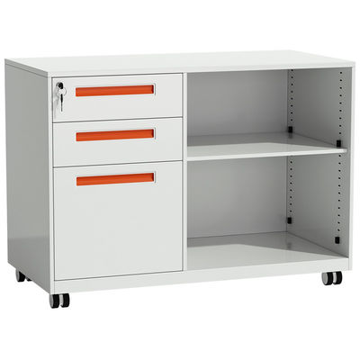 Four Wheels Tambour Rolling Door  Pedestal Steel Cabinet