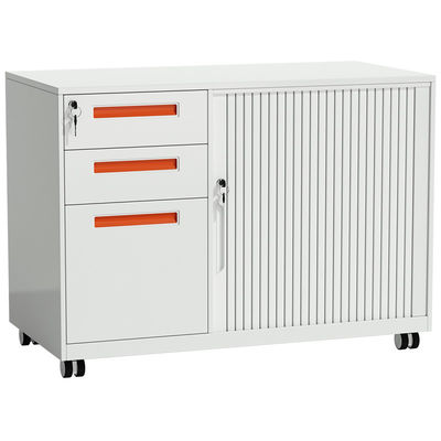 Four Wheels Tambour Rolling Door  Pedestal Steel Cabinet