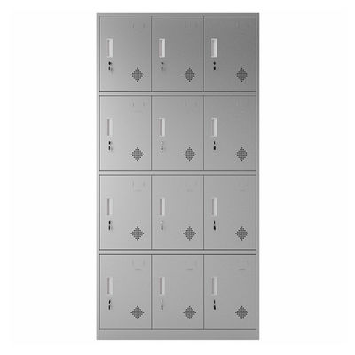 4 Tiers 12 Doors Lockable Stainless Steel Storage Locker Cabinet