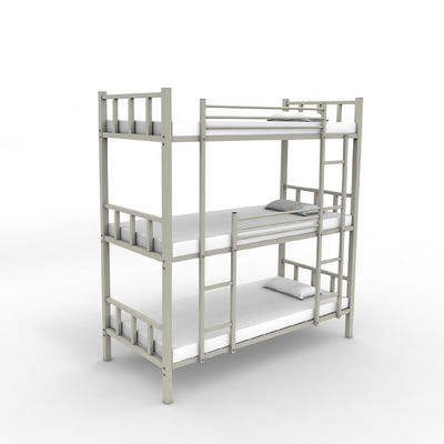 School Dormitory Adult Three Layers Bed Gray Color Metal Triple steel Bunk Beds