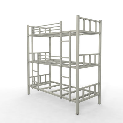 School Dormitory Adult Three Layers Bed Gray Color Metal Triple steel Bunk Beds