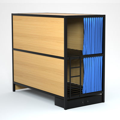 Double Decker Side Ladder Steel Bunk Beds With Small Storage Locker