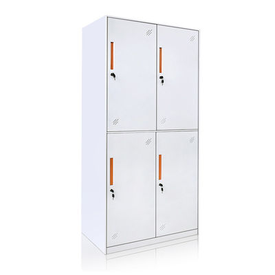 2 Tiers Narrow Edge 4 Doors Metal Storage Wardrobe