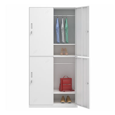 2 Tiers Narrow Edge 4 Doors Metal Storage Wardrobe