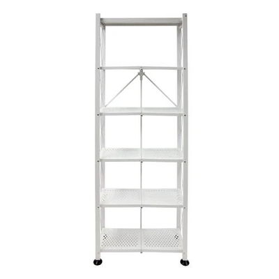6-Tier Metal Stamped Perforate Bookcase Steel Slim Pantry Shelf Rack