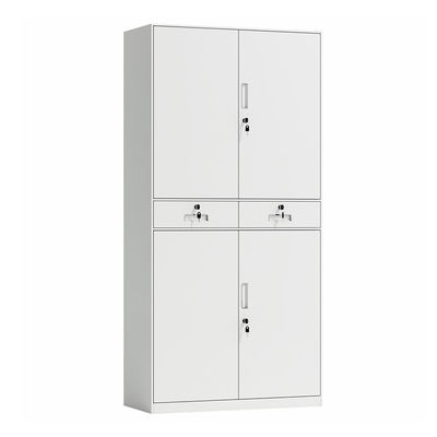 Full Height 2 Tiers Metal Storage Cabinet With Two Drawers