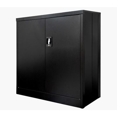 2 Doors Foldable Metal Storage Shelf Cabient With Recessed Handle