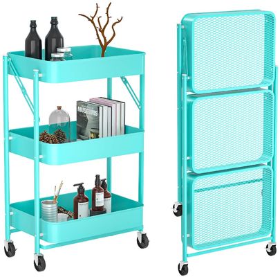 Folding Mobile ODM Metal Storage Trolley For Kitchen