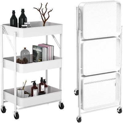 Folding Mobile ODM Metal Storage Trolley For Kitchen