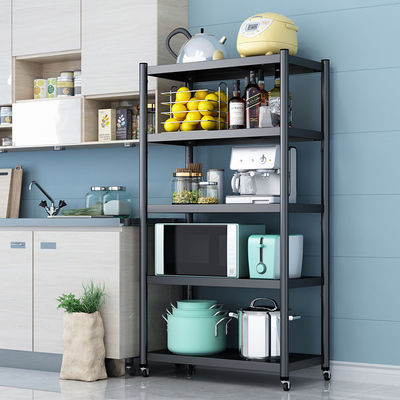 Removable Round Tube Kd Steel Storage Rack Shelf With 4 Casters