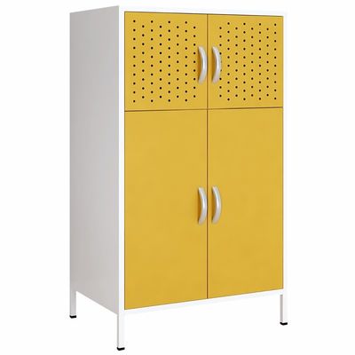 White Frame Colorful Door 2 Tier Steel Storage Locker With High Foot