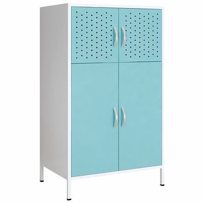 White Frame Colorful Door 2 Tier Steel Storage Locker With High Foot