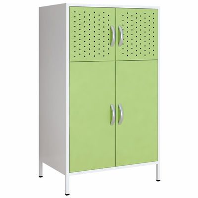 White Frame Colorful Door 2 Tier Steel Storage Locker With High Foot