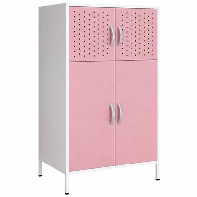 White Frame Colorful Door 2 Tier Steel Storage Locker With High Foot