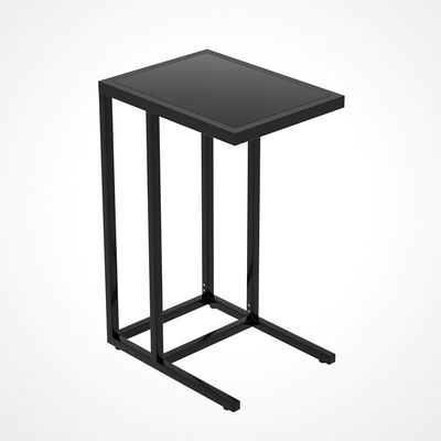 Sofa Side Sturdy 650mm Height Black Metal Frame Coffee Table