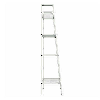 Home Office Black 4 Tiers Steel Shelf Rack With Mesh Board