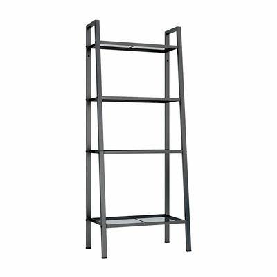 Home Office Black 4 Tiers Steel Shelf Rack With Mesh Board