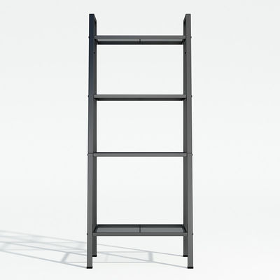Home Office Black 4 Tiers Steel Shelf Rack With Mesh Board