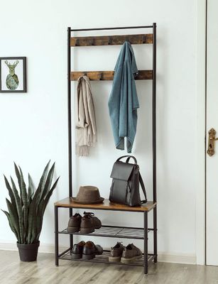 Coat Hall Shoe Bench 3 Tiers Steel Shelf Rack Organizer