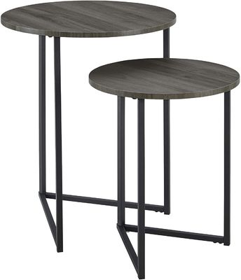 Round Metal Base Side Living Room Storage 24&quot; H Small End Table