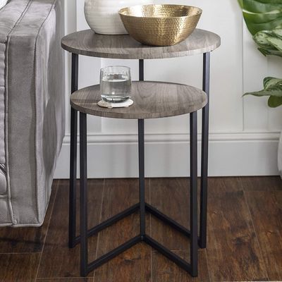 Round Metal Base Side Living Room Storage 24&quot; H Small End Table
