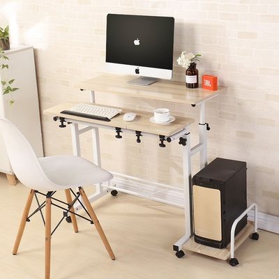 Office Home Height Adjustable Movable Computer Table With Wheels And Host