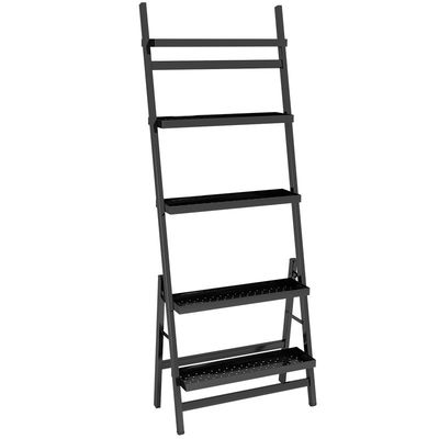 Living Room Five Tiers Black Flower Pot Steel Shelf Rack