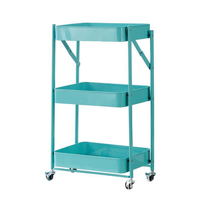 Mini 3 Tiers Metal Mesh Basket Mobile Rolling Storage Trolley Cart