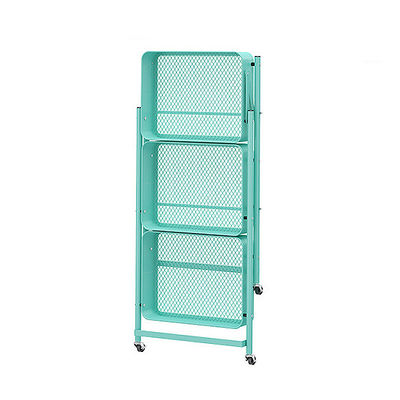 Mini 3 Tiers Metal Mesh Basket Mobile Rolling Storage Trolley Cart