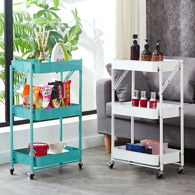 Mini 3 Tiers Metal Mesh Basket Mobile Rolling Storage Trolley Cart