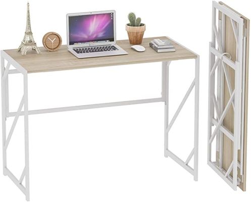 Folding Steel Executive Desk Writing Computer Desk No Assembly Study Office Desk