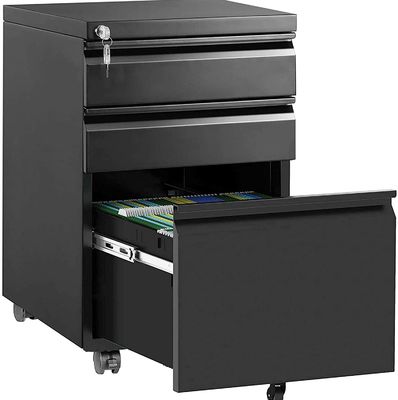 Mobile Printer Stand 3 Drawer Metal File Cabinet For Home Office Organization