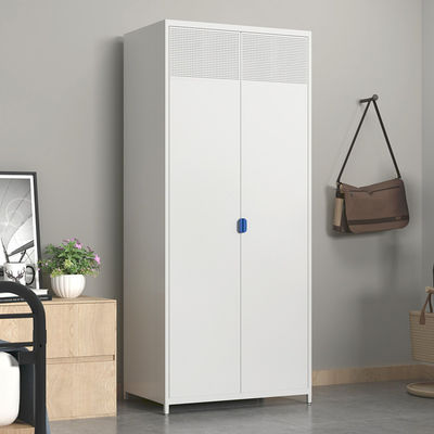 Home Bedroom Double Door Metal Locker Style Wardrobe With High Foot