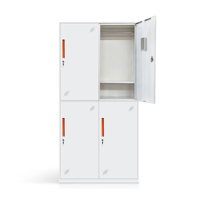 Gym Home Double Color Storage Metal Locker Wardrobe 4 Doors Slim Frame