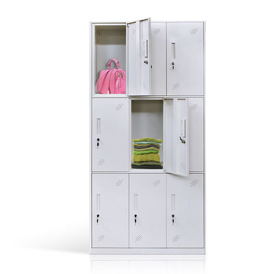 School Office 9 Doors Metal Clothes Locker Bag Lockable Storage Lockers