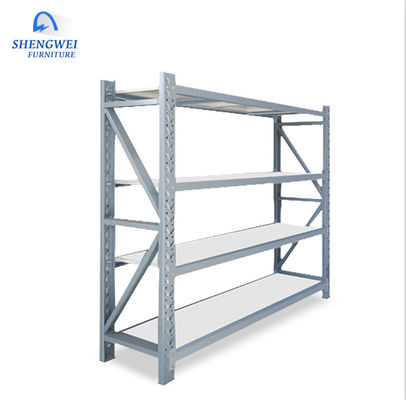 Medium Duty Warehouse Storage Shelving White 4 Layer Storage Rack